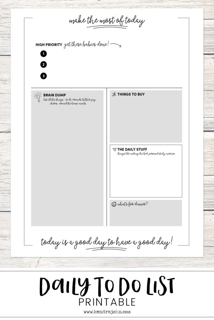 Get More Done - Daily To Do Sheet Printable - Kendra John Designs