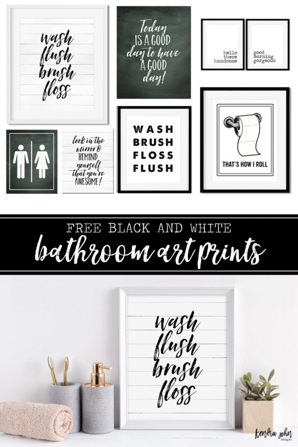 10 Free Black and White Bathroom Printables Kendra John Designs