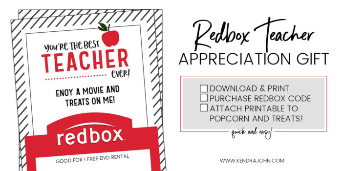 Free Redbox Teacher Appreciation Printable | Kendra John Designs