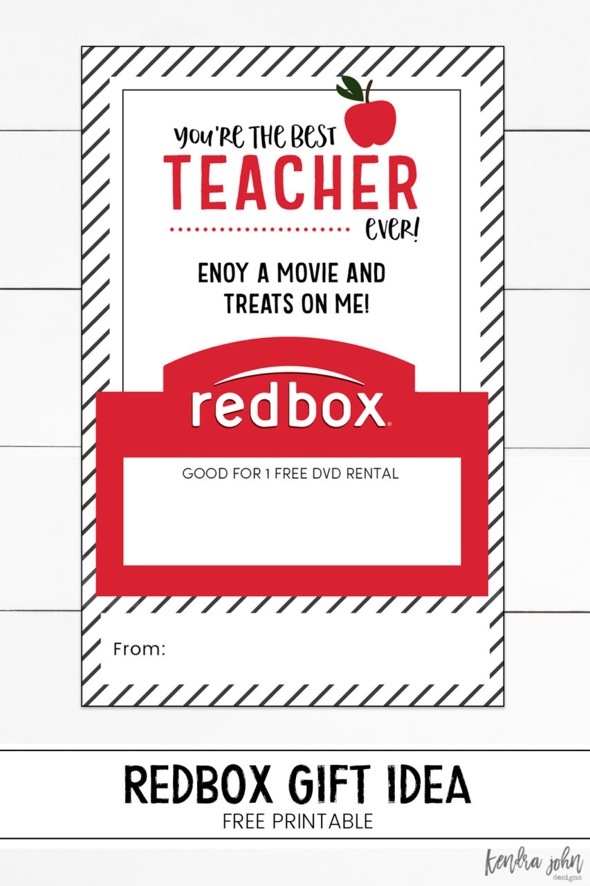 Free Redbox Teacher Appreciation Printable | Kendra John Designs